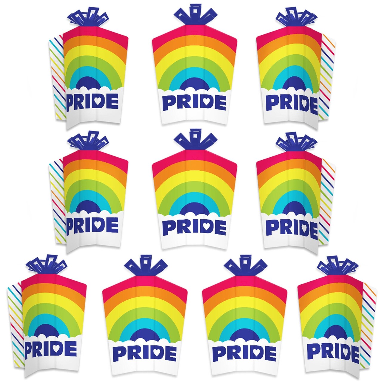 Big Dot of Happiness Love is Love - Pride - Table Decorations - Rainbow Party Fold and Flare Centerpieces - 10 Count
